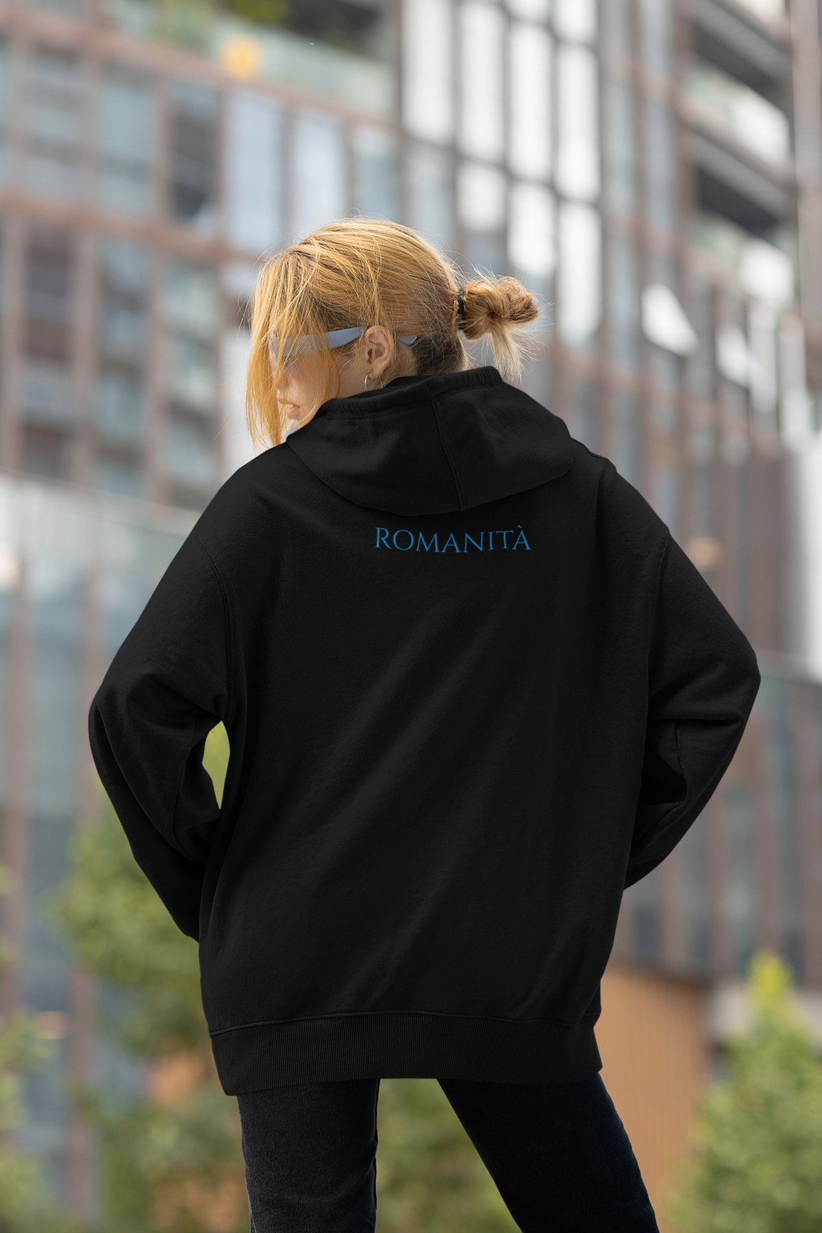 Felpa con cappuccio quartiere Bravetta - Pisana nera